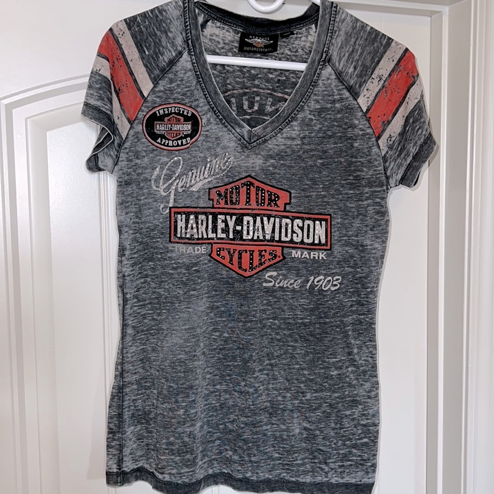 Harley Davidson distressed rhinestones Tee